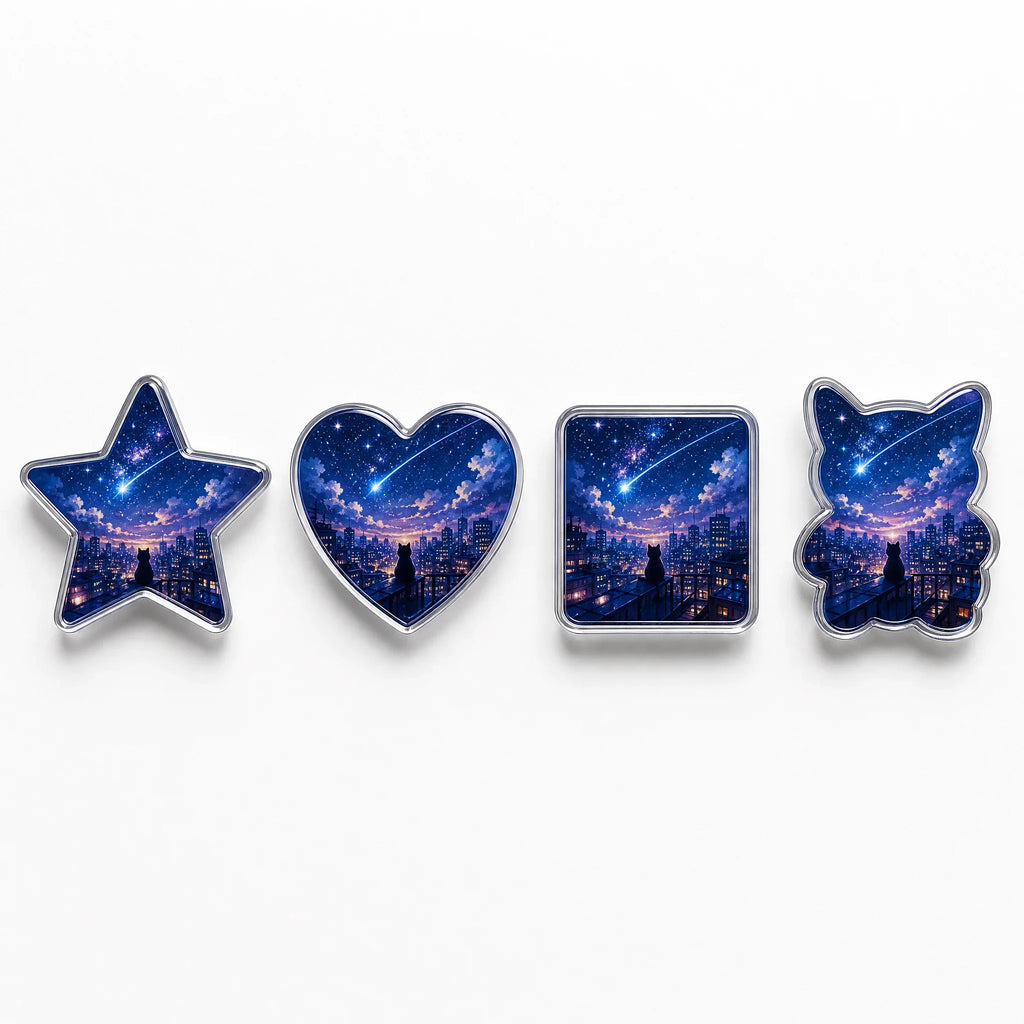 Custom shaped acrylic fridge magnets in different sizes