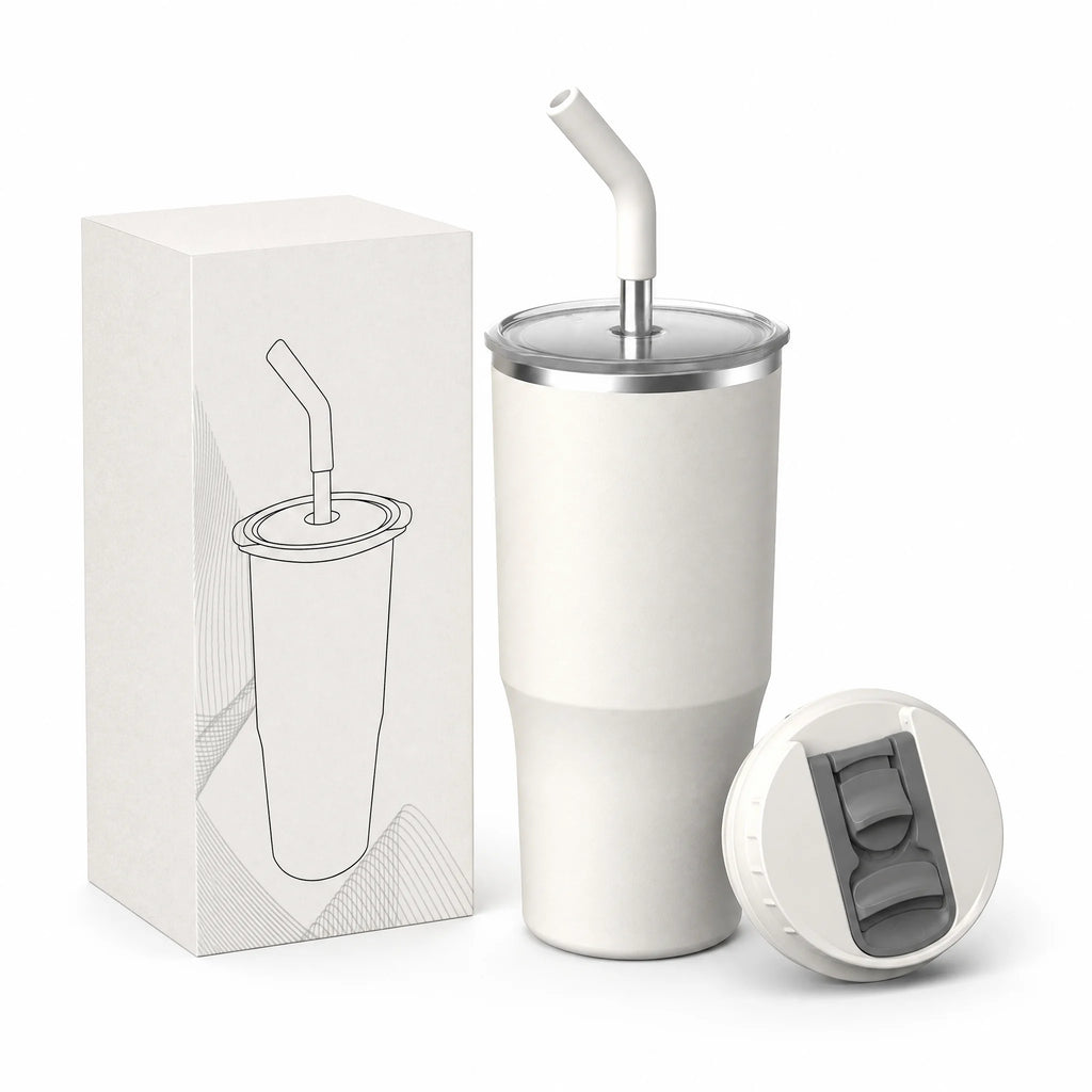 Custom stainless steel insulated tumbler 18oz travel mug with lid, straw and gift box