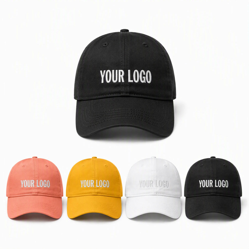 Custom embroidered baseball cap 100% cotton in black with four color options