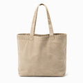 Custom canvas tote bag 12oz heavy-duty cotton in natural tan on white background