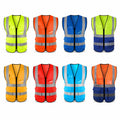 High-visibility reflective safety vest with V-neck and front zipper