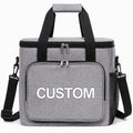 Custom insulated lunch bag thermal cooler tote in heathered grey with CUSTOM print zone