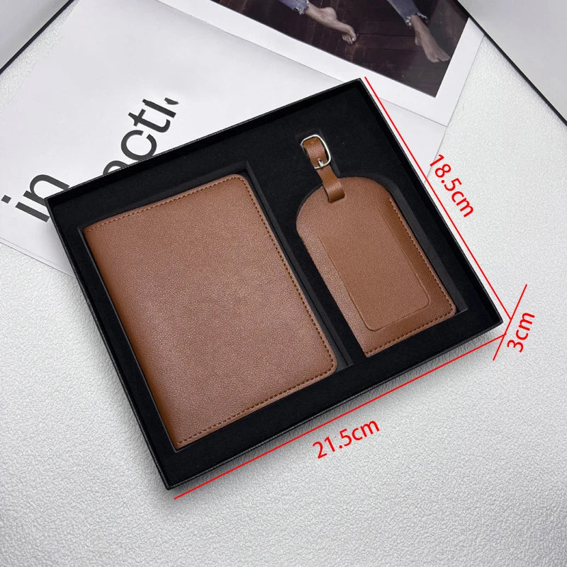Custom Embossed PU Passport Cover & Luggage Tag Set