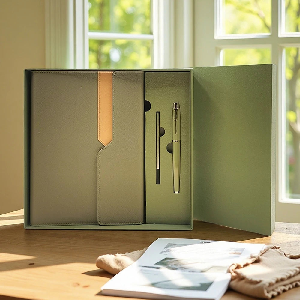 Customizable A5 Leather Notebook Pen Set - Image 6