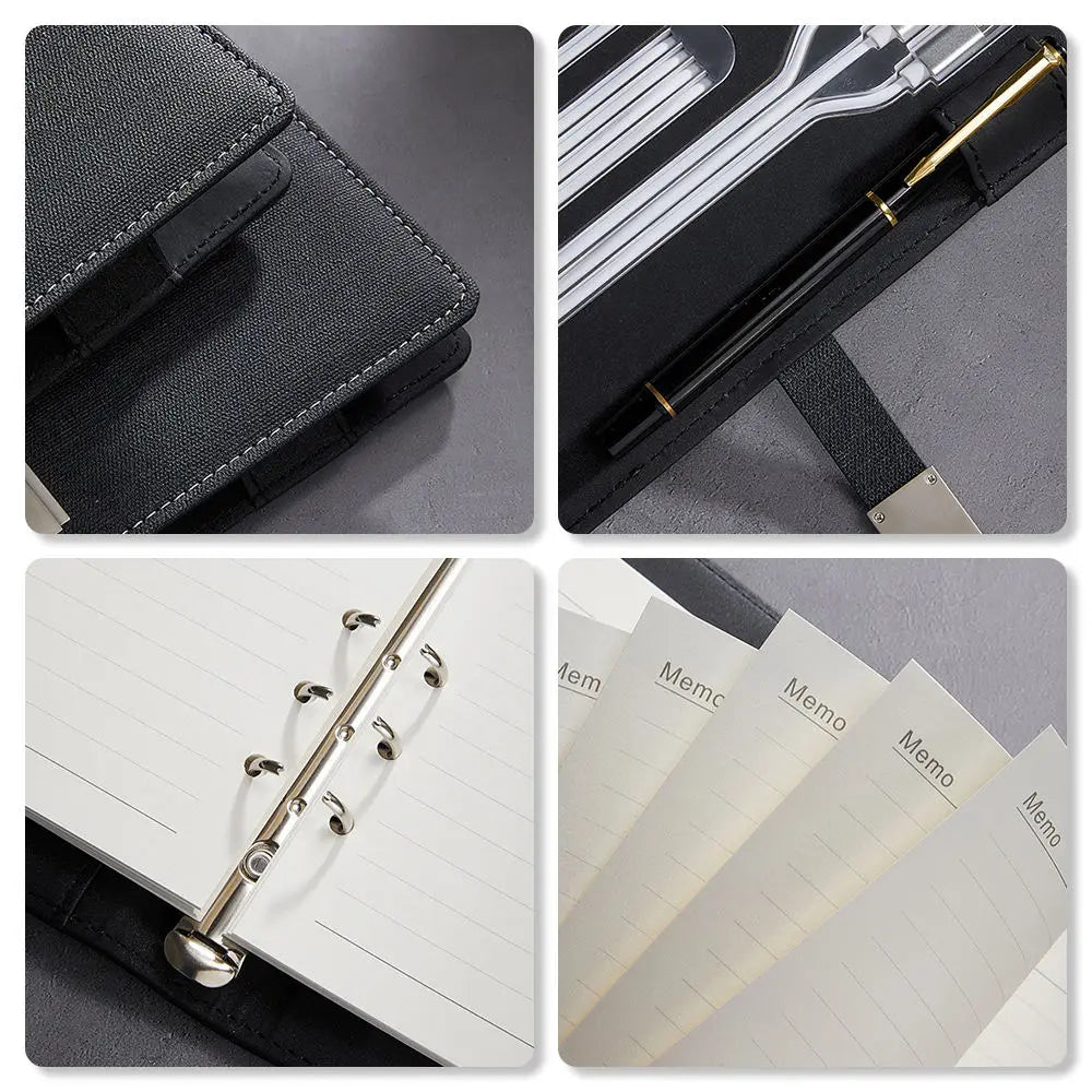 Custom A5 Journal Leather Hardcover Wireless Charger Gift Box Loose-leaf Notebook with Luxury Features - Image 3