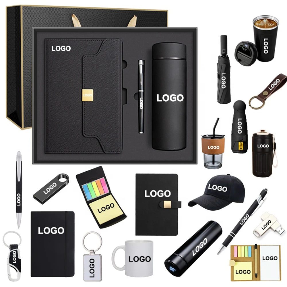 Custom Luxury A5 Notebook Set Hardcover PU Business Journal with Pen Thermos Cup & Gift Box