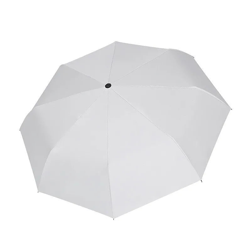 Custom Logo UV Black 3-Fold Automatic Umbrella - Sun & Rain Protection with Iron Tube Frame