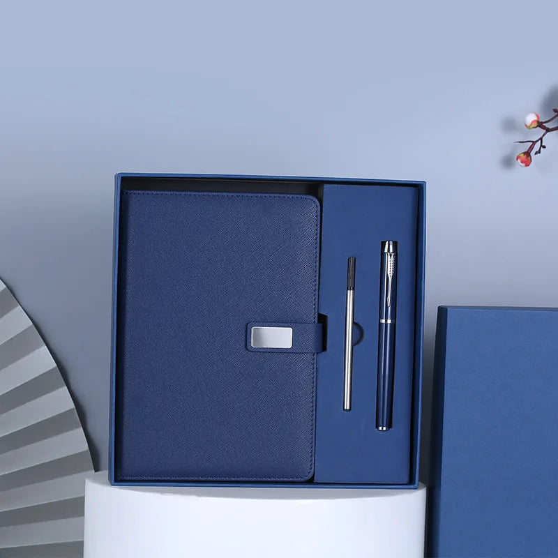 Notebook detail with magnetic strap and silver plate