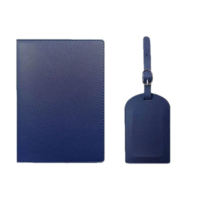 Custom Embossed PU Passport Cover & Luggage Tag Set