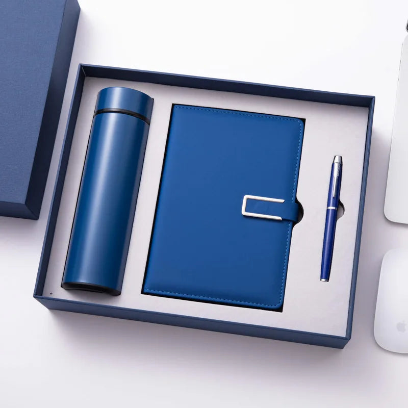 Wholesale Custom Logo A5 Spiral Business Souvenir - Insulated Water Bottle PU Leather Notebook Pen Stationery Teacher's Gift