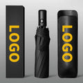 Custom black 3-fold automatic umbrella with logo