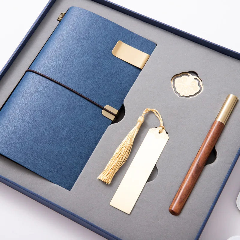 Business Notebook with Brass Bookmarks and Book Clips Set Office Supplies for School or Enterprise Gift Box with Logo - Image 5