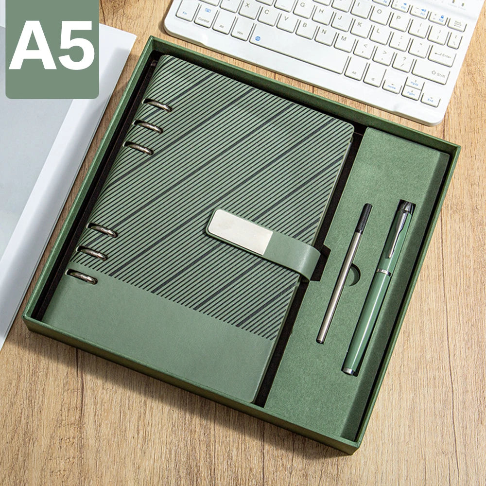 Custom Luxury A5 PU Loose-leaf Journal Notebook Set - Image 2