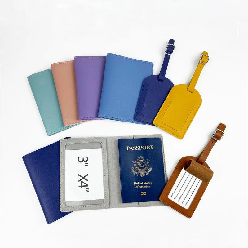Custom Embossed PU Passport Cover & Luggage Tag Set