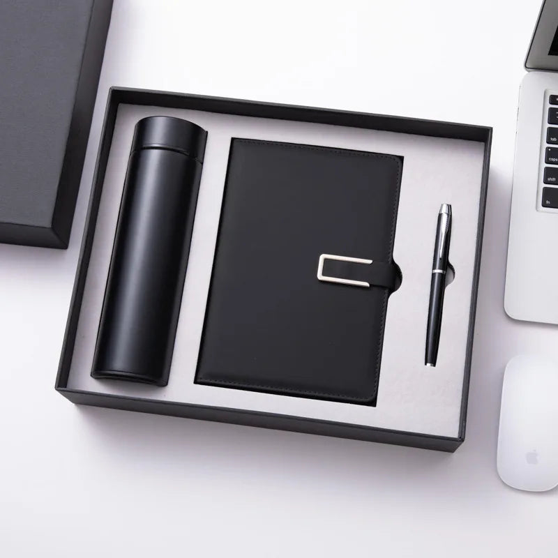 Wholesale Custom Logo A5 Spiral Business Souvenir - Insulated Water Bottle PU Leather Notebook Pen Stationery Teacher's Gift