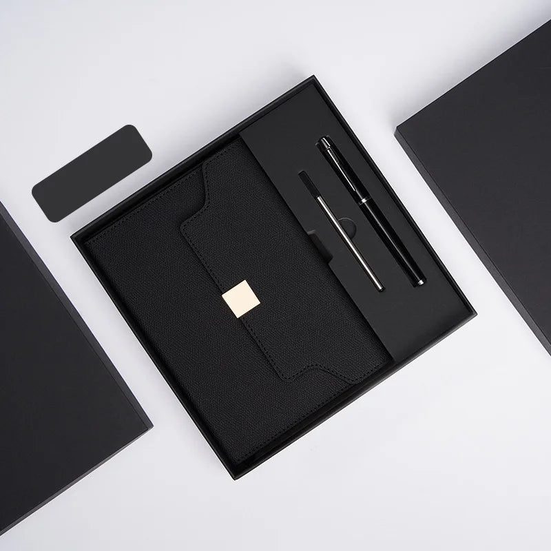 Custom Luxury A5 Notebook Set Hardcover PU Business Journal with Pen Thermos Cup & Gift Box
