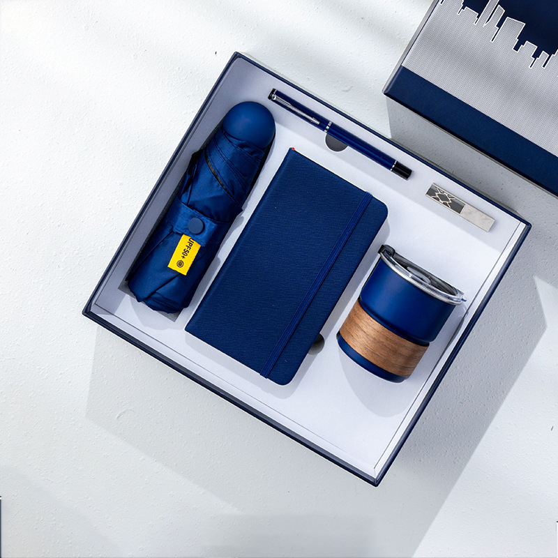 Custom Luxury Promotional Umbrella Business Corporate Journal Notebook with Pen Gift Set Coffee Cup with Logo