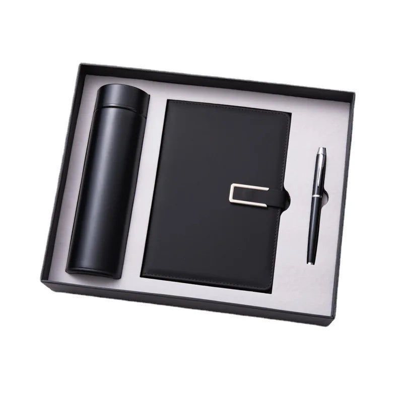 Wholesale Custom Logo A5 Spiral Business Souvenir - Insulated Water Bottle PU Leather Notebook Pen Stationery Teacher's Gift