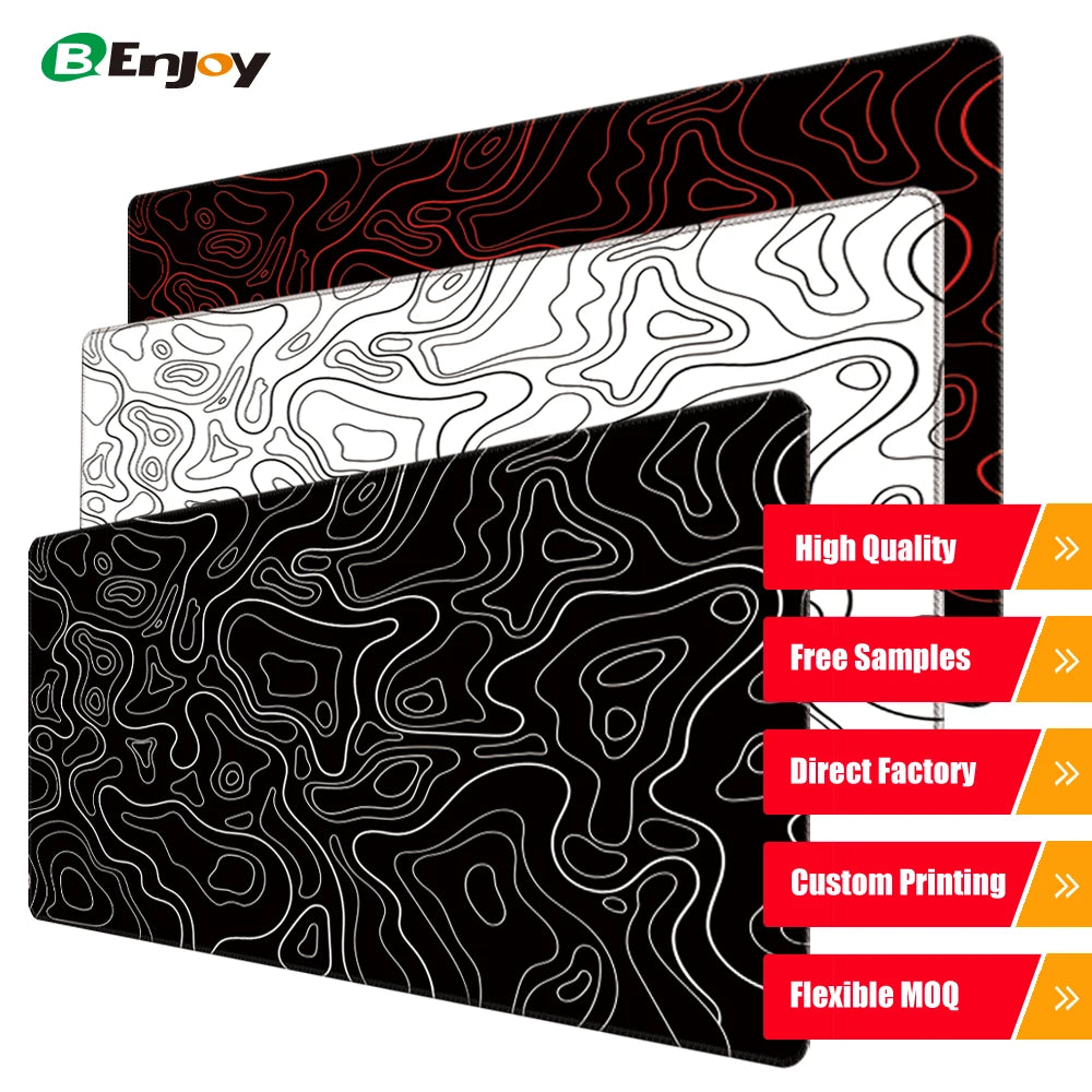 Custom XXL desk mats with different topographic patterns