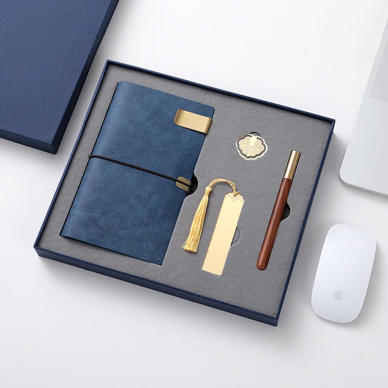 Business Notebook with Brass Bookmarks and Book Clips Set Office Supplies for School or Enterprise Gift Box with Logo - Image 4