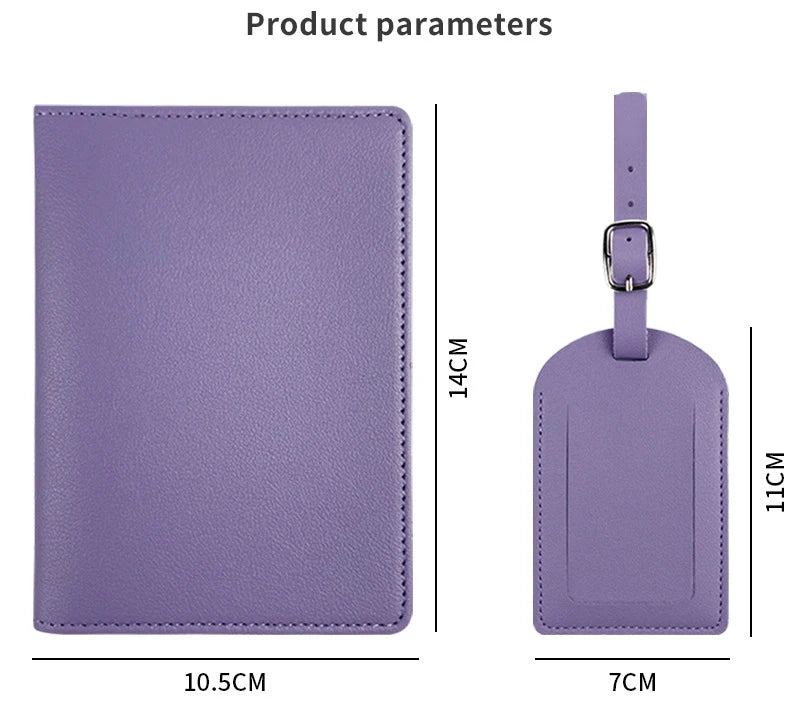 Custom Embossed PU Passport Cover & Luggage Tag Set
